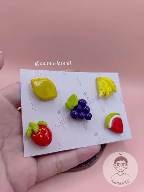 Kit imã de geladeira frutinhas divertidas