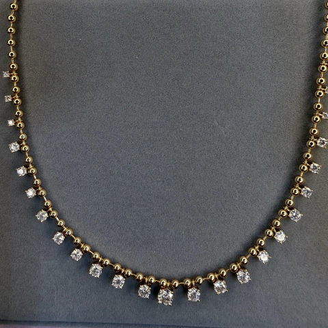 Colar Choker Megah Bolinha Moissanite