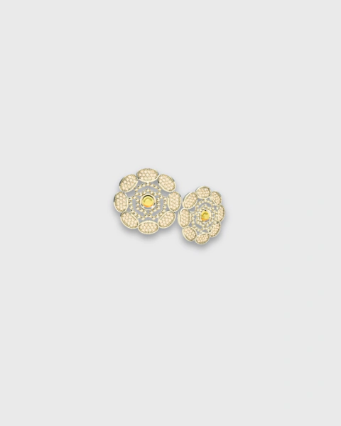 Brinco Ana Camélia com diamantes amarelos e citrino