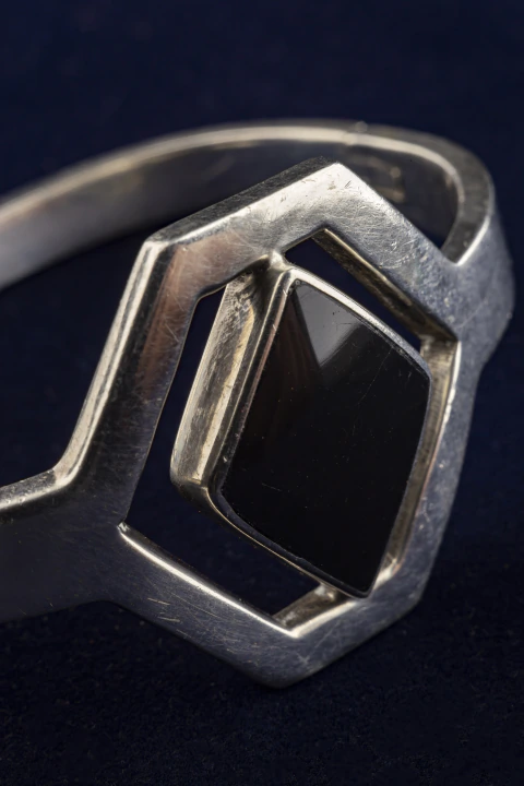 Pulsera de Plata Mexicana Art Decó con Onix