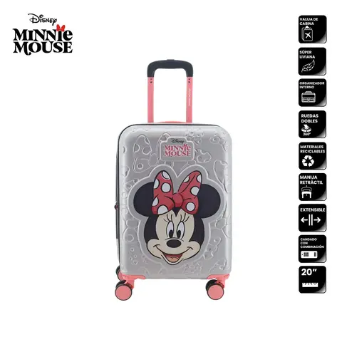 VALIJA 20" ABS+UV PLATEADA MINNIE