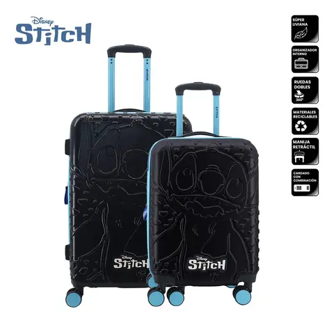 SET VALIJAS 20" 24" ABS NEGRAS STITCH