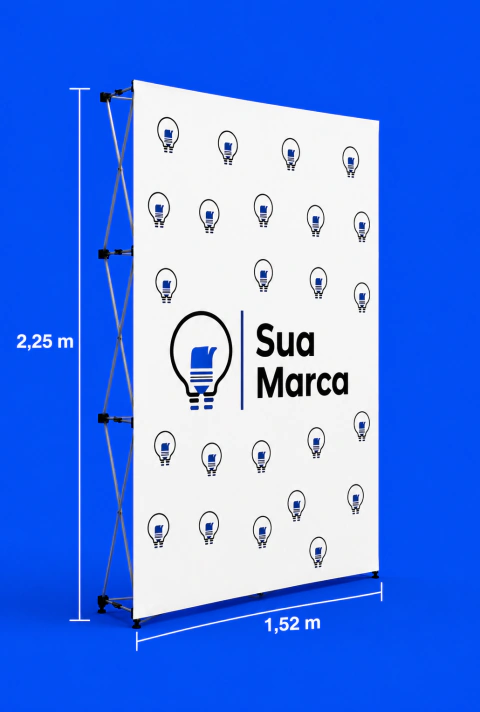 Backdrop Articulado com Tecido Sublimado Personalizado | Estrutura Dobrável para Eventos e Feiras - loja online