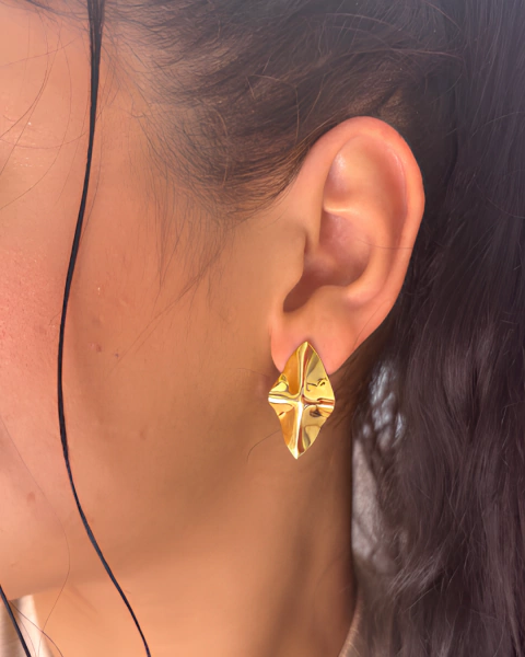 Brinco Orgânico Folheado a Ouro 18k