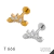 Labret de titânio com cluster de 3 zircônias em formato navete, disponível em dourado e prata