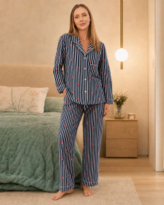 KIT PIJAMA LISTRADO AZUL