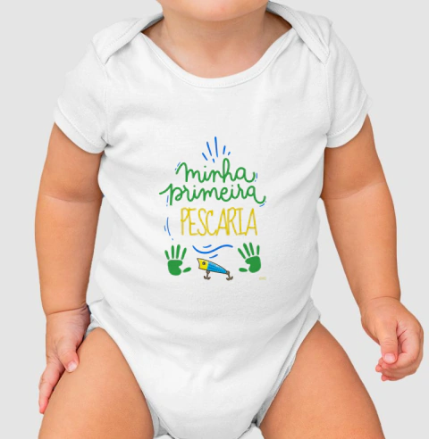 Body Infantil MINHA PRIMEIRA PESCARIA | Algodão Premium | Coleção Copa 2026