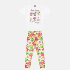 Conjunto Infantil Blusa com Strass e Calça Legging Floral - comprar online