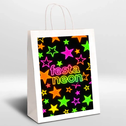 Sacola de papel para lembrancinha Neon - Kit 10 Unidades