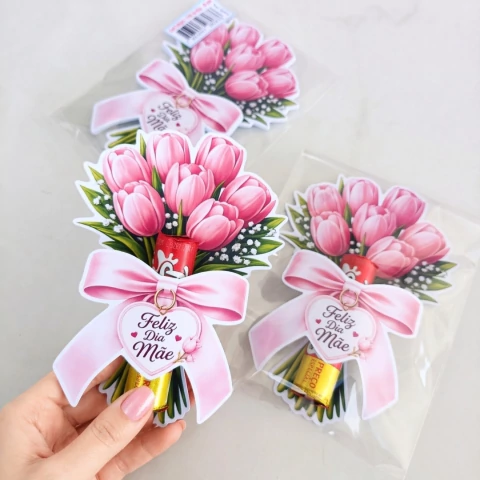 Card Tulipas Dia das Mães - Pct com 10 unidades