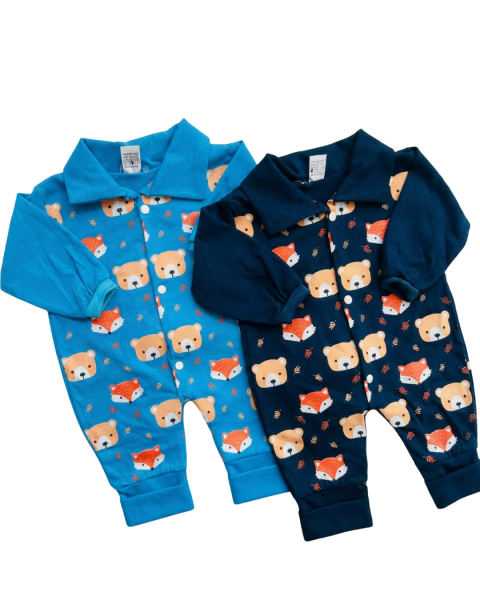 Macacão Bebê Estampa Urso e Raposa - comprar online