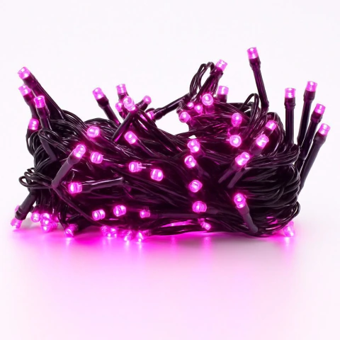 Pisca Pisca Fixo 100 Lâmpadas LED 10m M/F Rosa - Fio Verde
