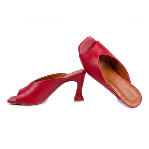 Tamanco Mule Couro Liso Vermelho - AC71