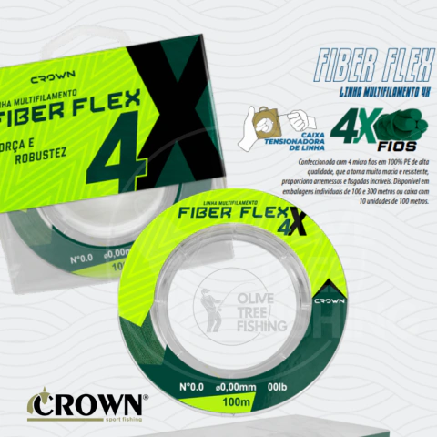 Linha Multifilamento Fiber Flex 4X Cor Verde - Crown