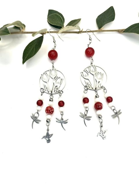 Aros tulipanes rojos acero