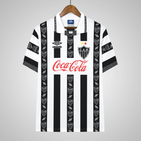 Camisa Atlético Mineiro I 94/96 - Retrô - Torcedor Umbro Masculino - Branco e Preto