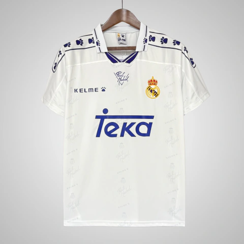 Camisa Real Madrid I 96/97 - Retrô - Torcedor Kelme Masculino - Branco