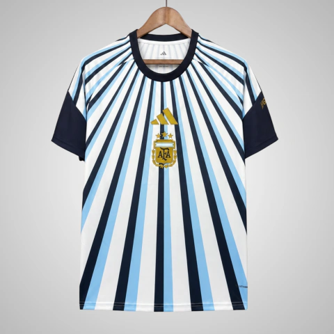 Camisa Seleção Argentina Pre-Match 26/27 - Torcedor Adidas Masculina - Branca, Azul e Preta