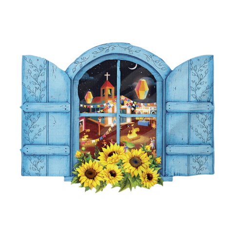 GIRASSOL NA JANELA SOUSPLAT & GUARDANAPO COM PORTA GUARDANAPOS - comprar online