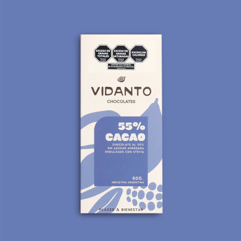 Chocolate 55% Cacao con Stevia - Barra 60g - comprar online