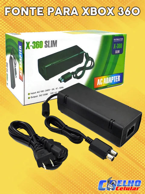Fonte Para Xbox 360 Slim Original Adaptador AC – Bivolt Automático