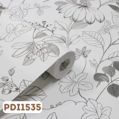 Papel de Parede Infantil Desenho Folhas Preto e Branco - PDI1535 - comprar online
