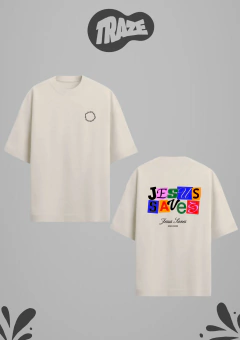CAMISETA OVERSIZED SUEDEINE JESUS SAVES - comprar online