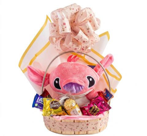 Cesta Especial Angel Stitch com Chocolates