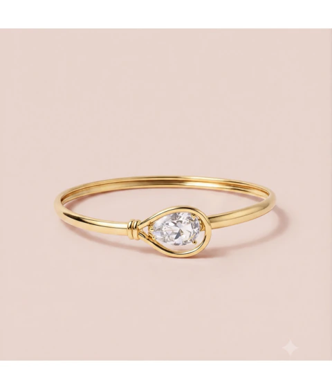 Bracelete Orgânico Banhado a Ouro 18k com Gota de Zircônia