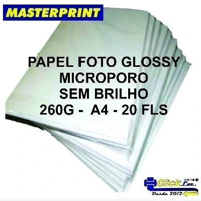 PAPEL FOTO GLOSSY MICROPORO SEM BRILHO 260G - A4 - 20 FLS