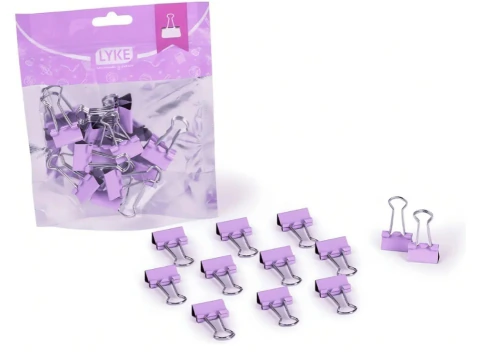 BINDER CLIPS 19MM ROXO PASTEL 12 PCS BLINDER