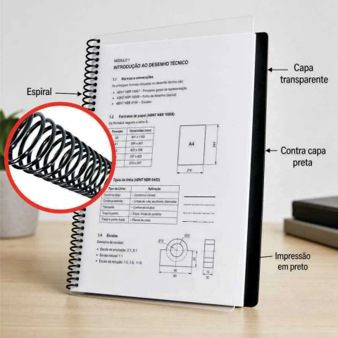 IMPRESSÃO DE APOSTILAS (IMPRESSÃO PRETO) ENCADERNAÇÃO ESPIRAL