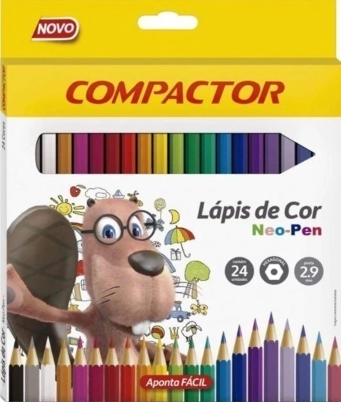 KIT LAPIS DE COR COMPACTOR NEO-PEN C/24 CORES PONTA 2,9MM