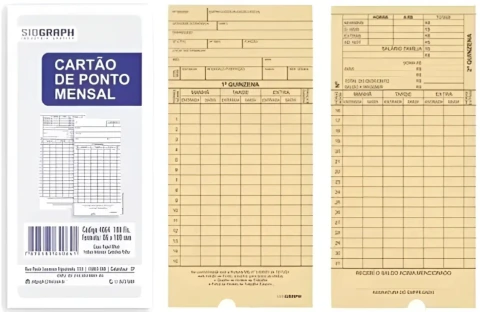 GUIA TRABALHISTA CARTÃO PONTO 100FLS 86X180MM *1/2LUA*4064