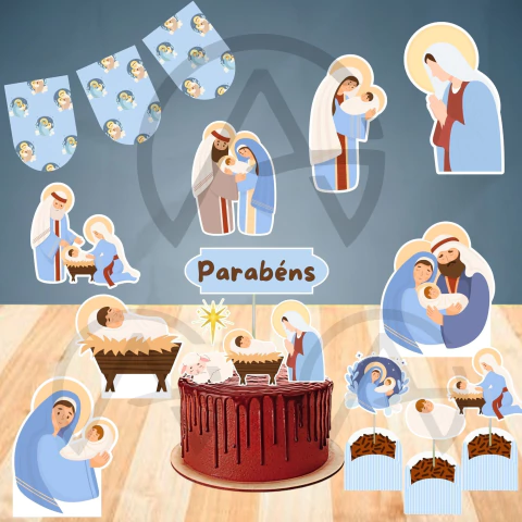 Kit Festa Maria Jesus Decoracao Completa Aniversario Mesversario - comprar online