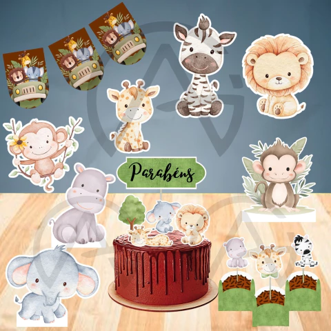 Kit Festa Safari Decoracao Completa Aniversario Mesversario - comprar online