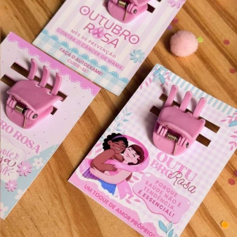 Piranha Cabelo Mimo Outubro Rosa Presilha