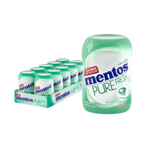 Chiclete Mentos Hortelã Bubble Spearmint Mini Pote - 20 Unidades 20g
