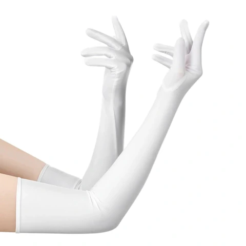 Guantes de Tela Largos Blancos - 40cm Largo