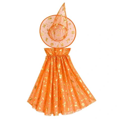 Set Brujita Mago (Capa y Sombrero) NIÑO NARANJA