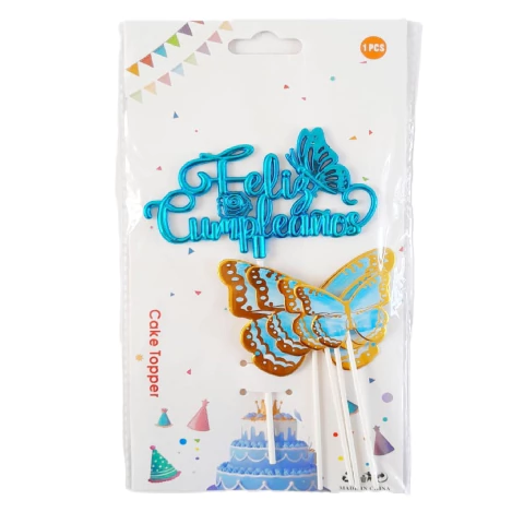 Cake Topper Feliz Cumpleaños Mariposas 5 Piezas - comprar online