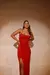 Vestido Longo Naomi Poliamida Saia Fenda Vermelho