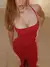 Vestido Longo Naomi Poliamida Saia Fenda Vermelho na internet