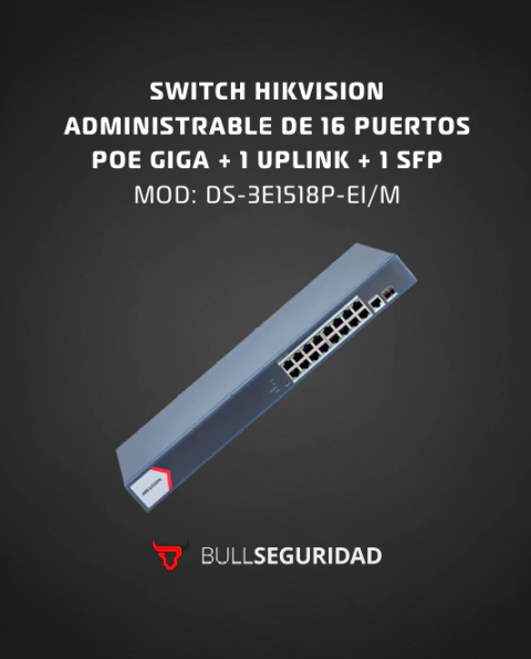 Switch Administrable Poe 16 Canales Hikvision Ds-3e1318p-eim
