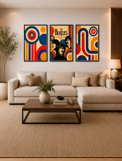 Trio Decorativo The Beatles Retrô Pop Art