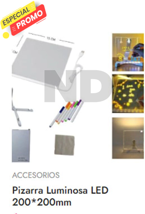 PIZARRA LUMINOSA LED 200*200MM - comprar online