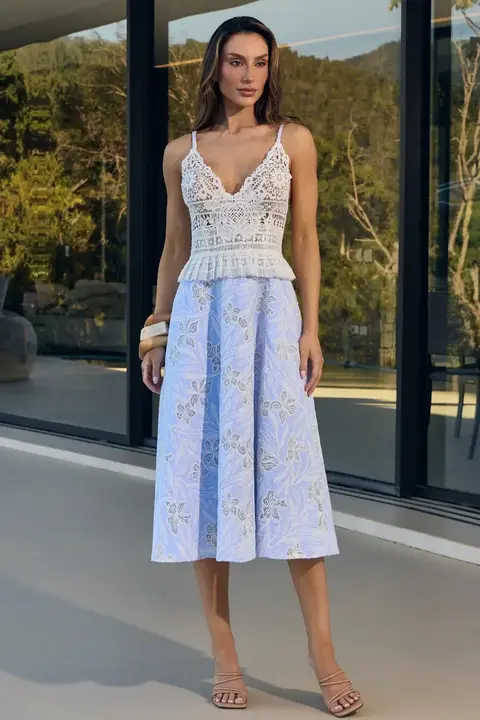 Vestido Top Rendado c/ Listras - Unica
