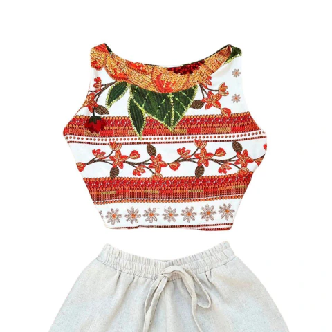 Cropped Feminino Estampado Floral em Malha Fluity