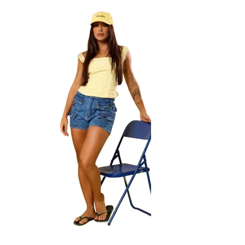 Short Jeans Cargo Bolsos Estilizado