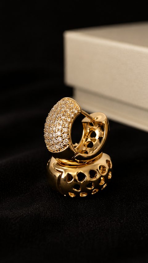 Argola Pavê Eclat — Banho de Ouro 18k com Microzircônias